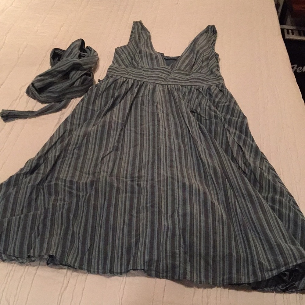 Blue stripe cotton dress